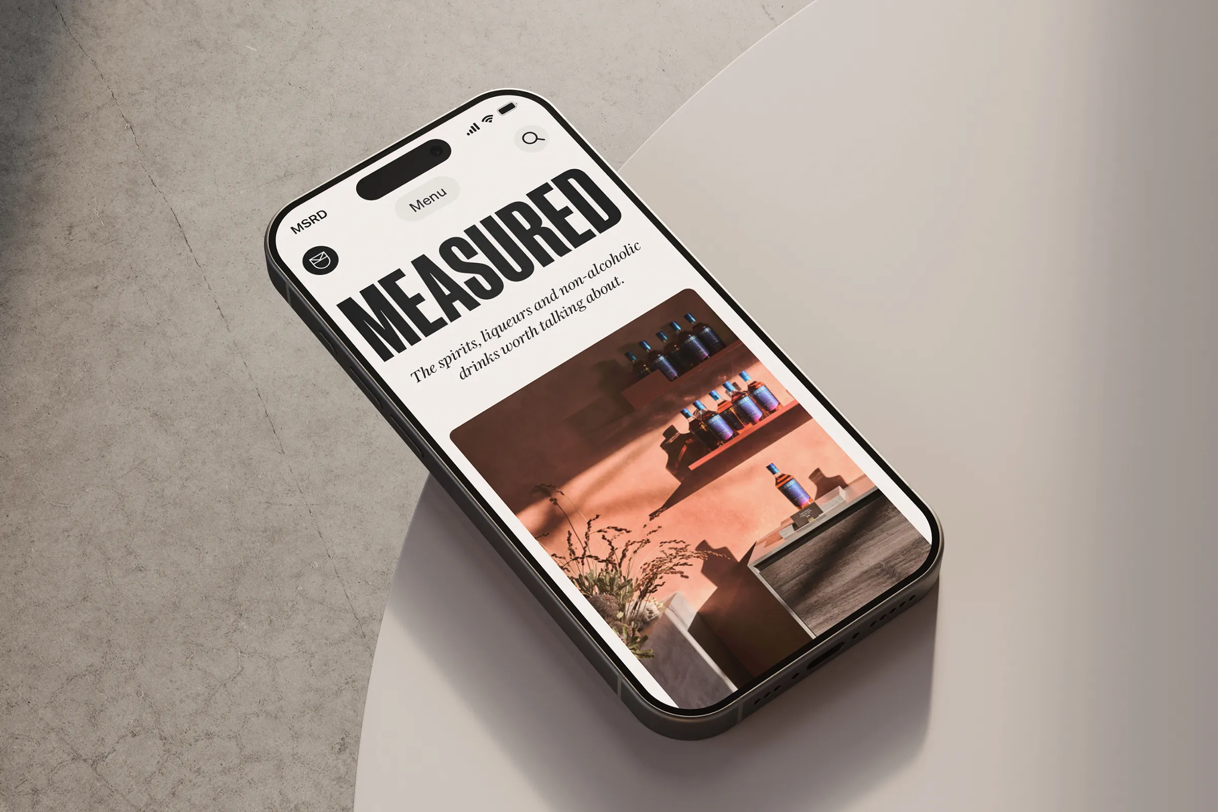 MEASURED publication website on iPhone